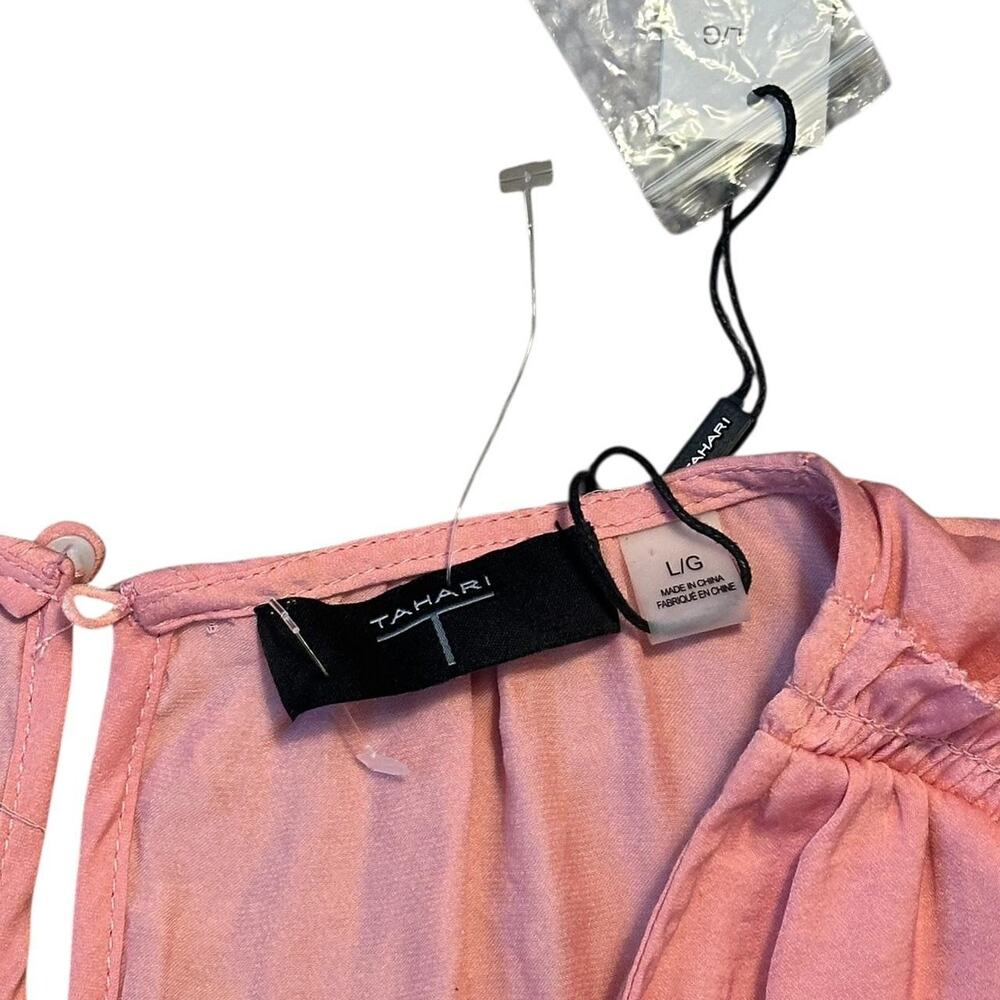 Tahari pink dusty rose ruffle Blouse, NWT, Women Large - Picture 5 of 8